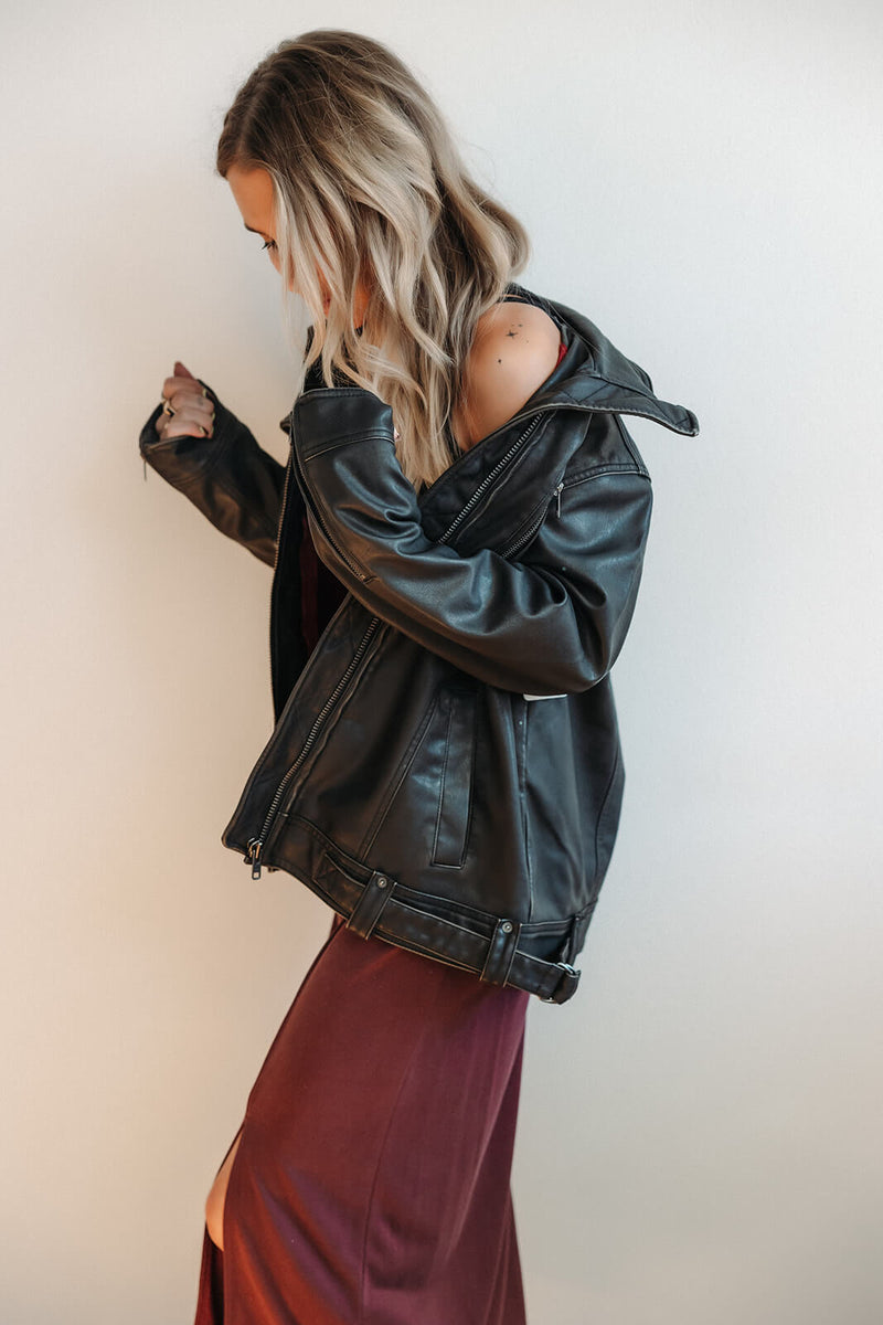 Free People Buckle Up Vegan Leather Jacket