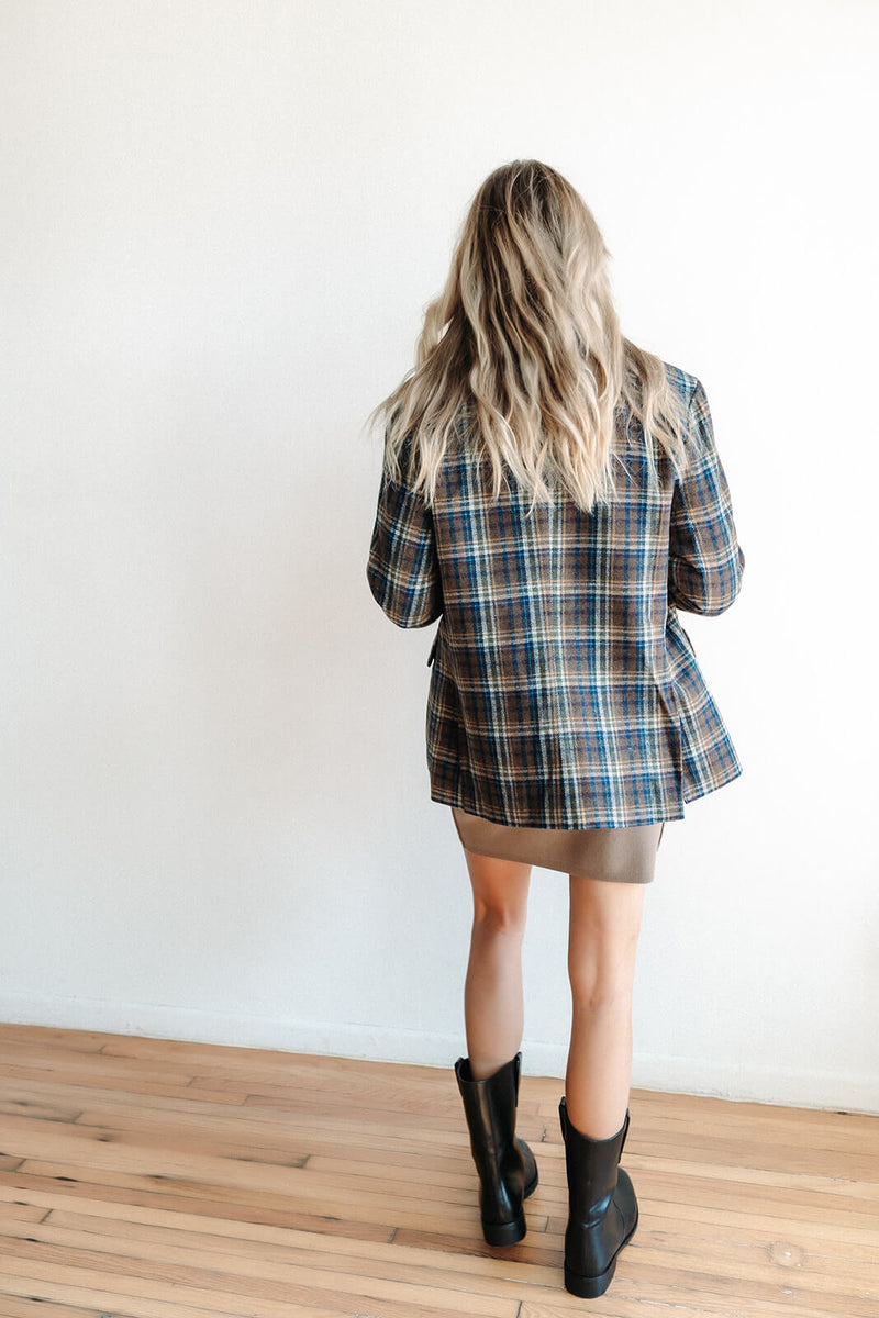 Old Money Plaid Oversized Blazer