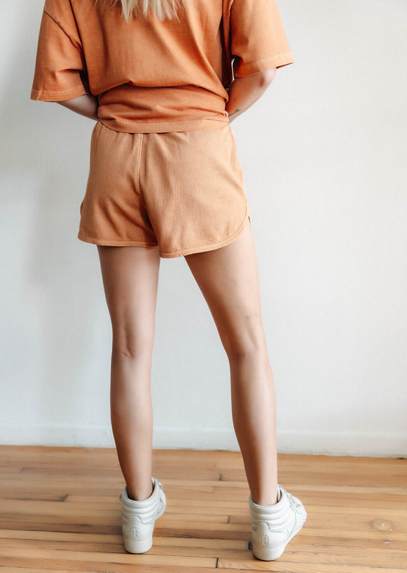 arlo-sunbanked-burnt-orange-elastic-waist-cotton-track-shorts